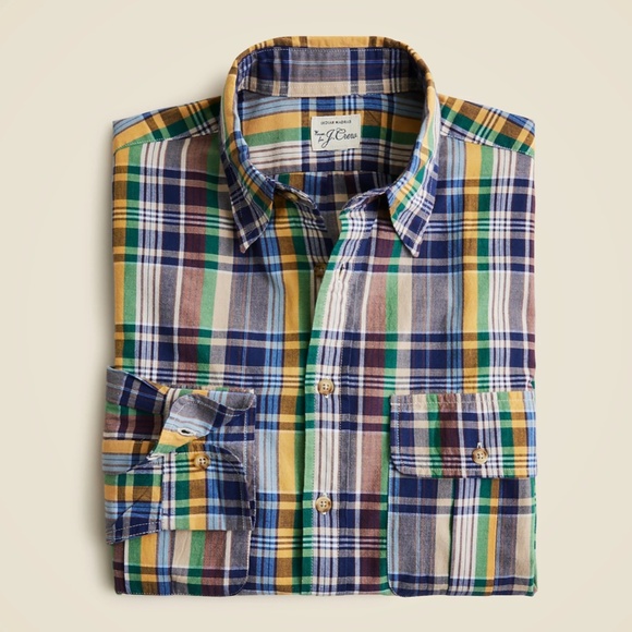JCREW Size S Two-Pocket Workshirt Indian Madras Kendrick Navy Multi $118 - Picture 1 of 8